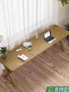 美式实木双人书桌长条桌创意家用桌子超长电脑桌原木儿童大学习桌