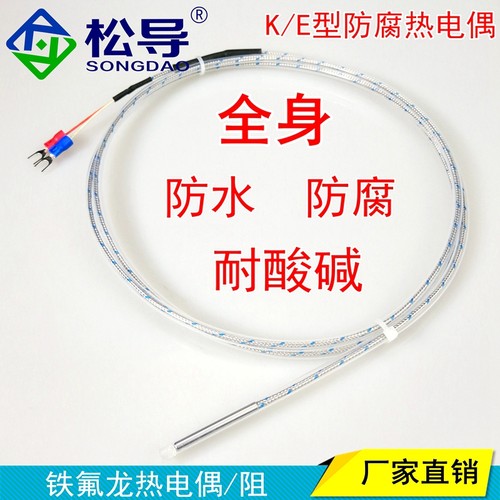 防腐K型热电偶耐酸碱Pt100温度传感器酸碱池电镀厂专用防腐探头
