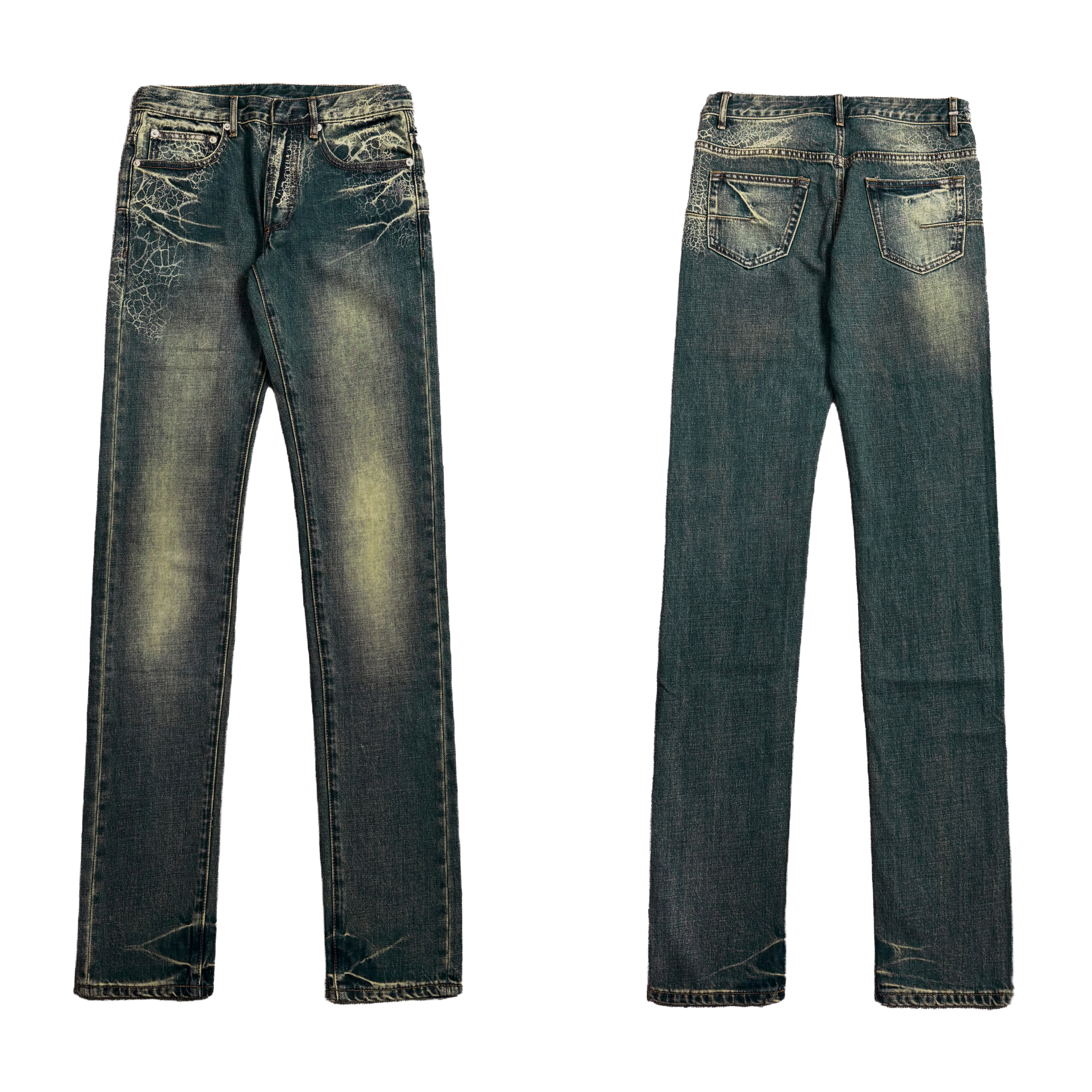 thumbnail for torn paradise TEAR Dh spider web trousers blue slim wash jeans hediboy skinny