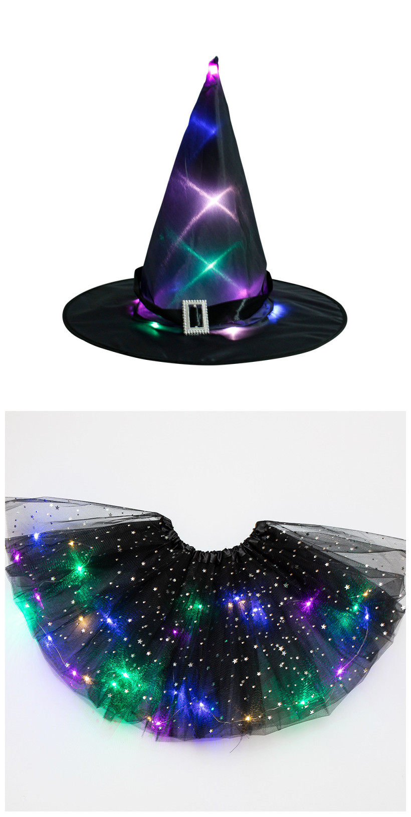party kids girl led glow light up witch hat spider web cobwe