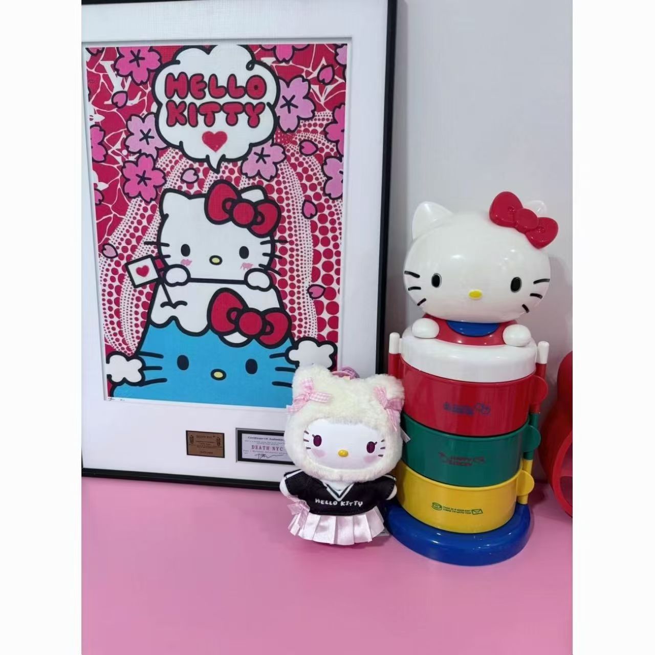 可爱kt猫三层旋转卡通桌面收纳盒首饰盒生日礼物桌面摆件送闺蜜