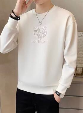高端虎头男士卫衣2025新款春秋季圆领长袖t恤打底衫男款潮牌上衣