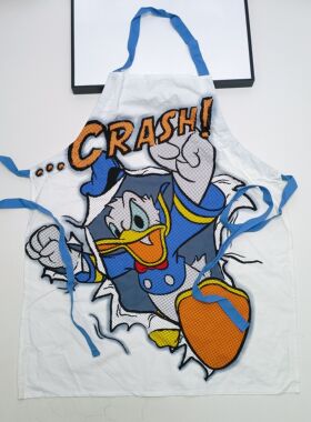 满20元包邮瑕疵污渍破洞外贸原单蓝色唐老鸭纯棉一根绳围裙b