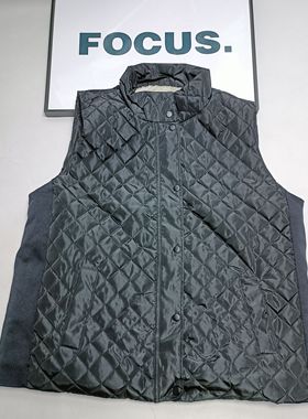 任意2件包邮外贸原单瑕疵库存发霉黑色压格羊羔毛马甲背心