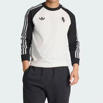 adidas originals Juventus FC舒适修身休闲长袖T恤 男款KB4456