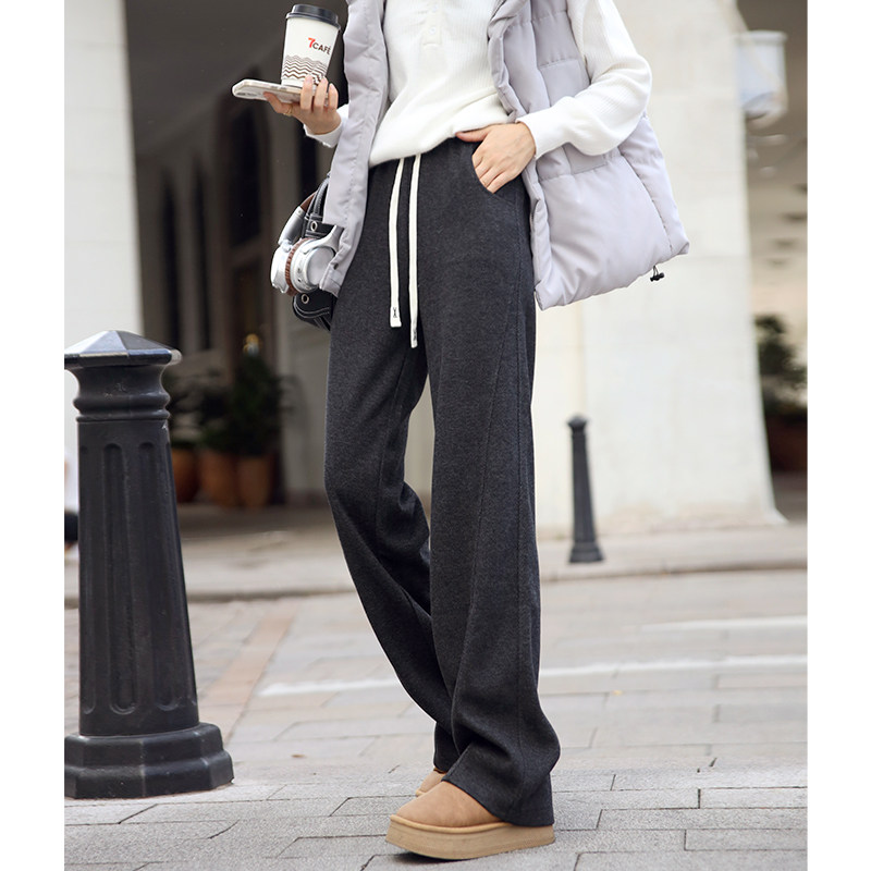 人字纹阔腿裤女秋冬加绒羊毛直筒裤大码窄版灰色香蕉裤梨形报恩裤,女装/女士精品,大码裤装,淘宝优惠券,粉丝福利购,淘宝优惠卷