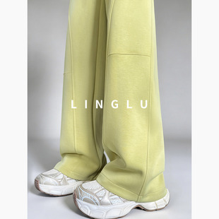 莫代尔 柠黄色香蕉卫裤 窄版 女春季 高个子加长休闲运动裤 弯刀裤