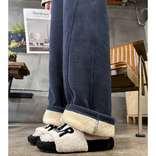 加绒加厚棉裤 高品质羊羔绒香蕉裤 秋冬加长卫裤 弯刀裤 女士2026新款