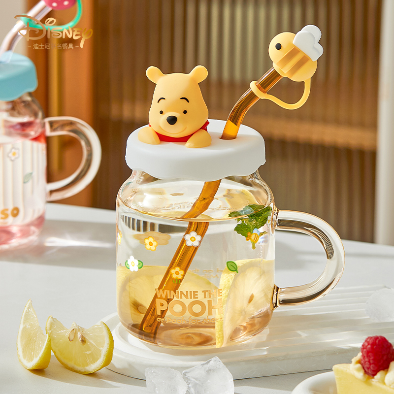 迪士尼维尼熊玻璃吸管杯