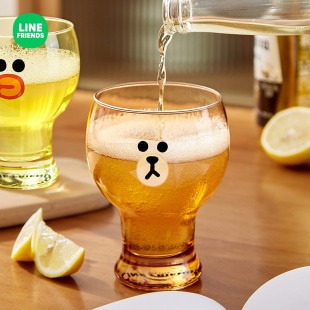 FRIENDS玻璃啤酒杯家用喝水大容量果汁牛奶咖啡杯网红水杯 LINE
