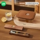 【Набор с двумя частями】 Женский коричневый + керамический ланч-коробочка-коричневый стиль