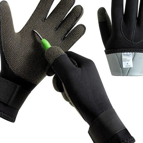 现货3~5mm凯夫拉潜水手套防割耐磨防滑抓螃蟹防刮刺保暖浮潜手套