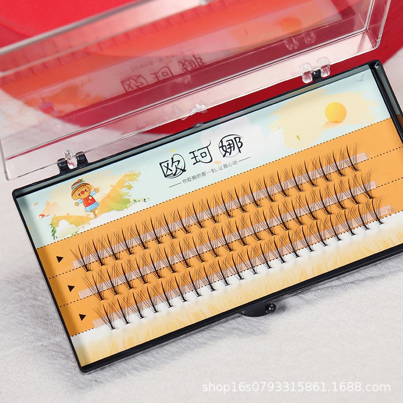 ,欧珂娜假睫毛自然仿真日系交叉夹心朵毛嫁接眼睫毛仙女毛款