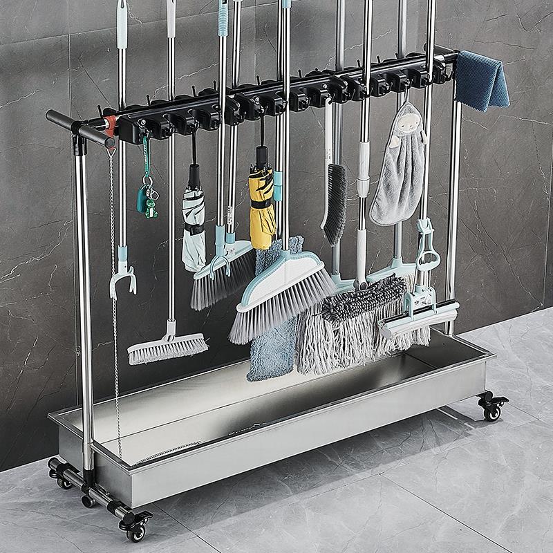 拖把架不锈钢移动落地商用收纳拖布架清洁卫生工具车间专用置物架