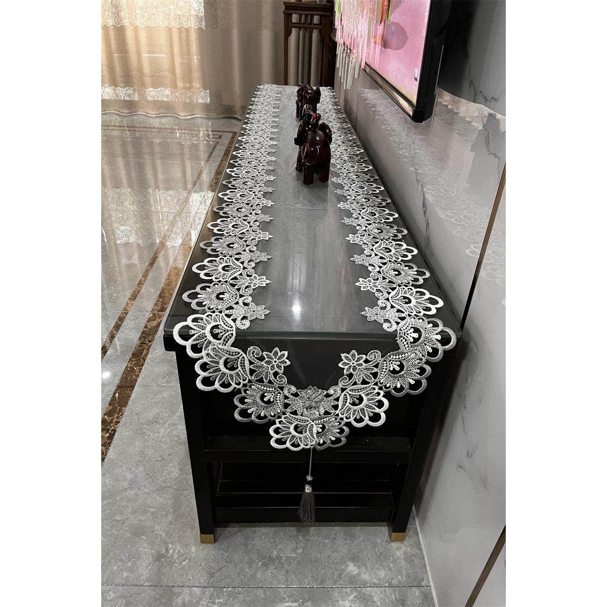 电视柜盖巾茶几餐桌桌旗欧式长条防尘盖巾蕾丝桌布鞋柜斗柜布艺