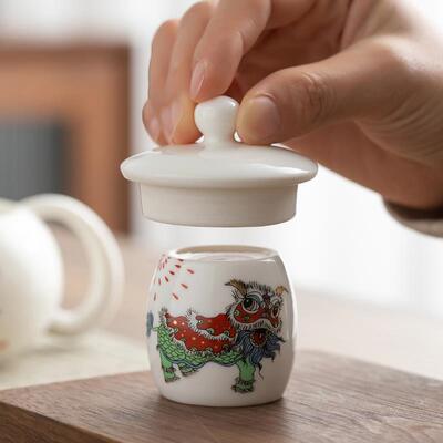 高端羊脂玉瓷盖置盖托茶器茶宠壶承功夫茶具茶艺配件国风创意摆件