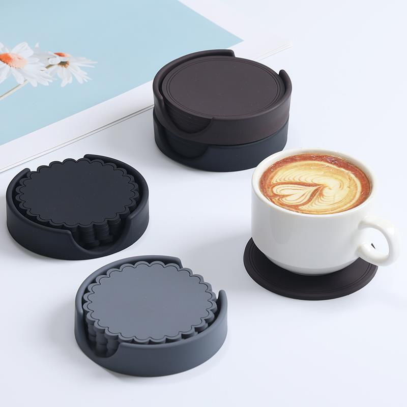 杯垫茶杯垫带底座PVC软胶创意碗盘垫防滑餐桌隔热隔热杯垫中式