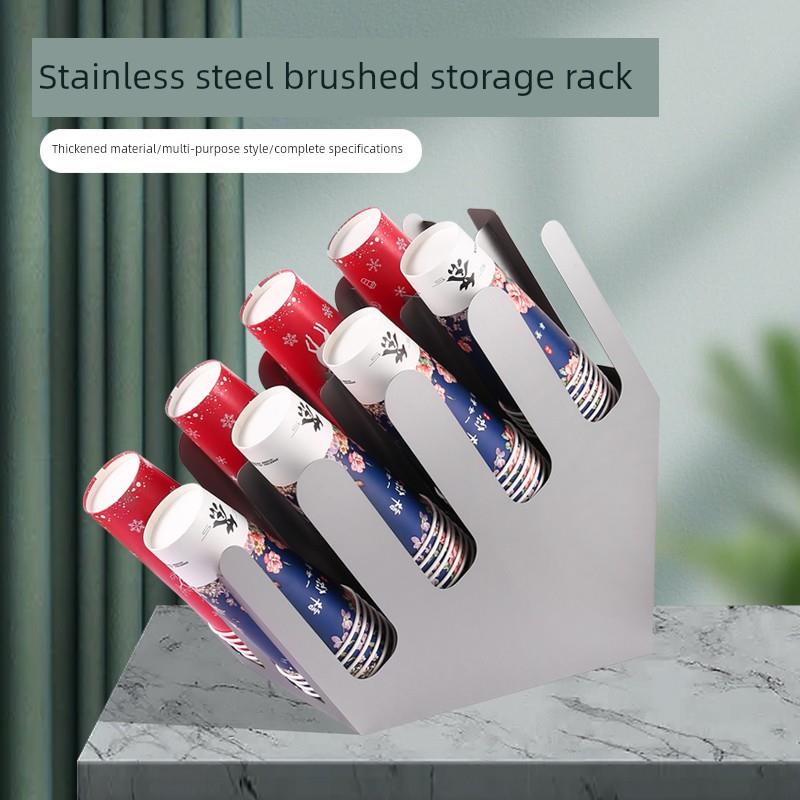 不锈钢杯架咖啡奶茶店吧台纸杯盖吸管收纳架取分杯器置杯架商用