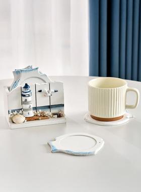 地中海木制装饰杯垫咖啡垫绝缘垫铁锚杯垫锚家庭桌面装饰创意