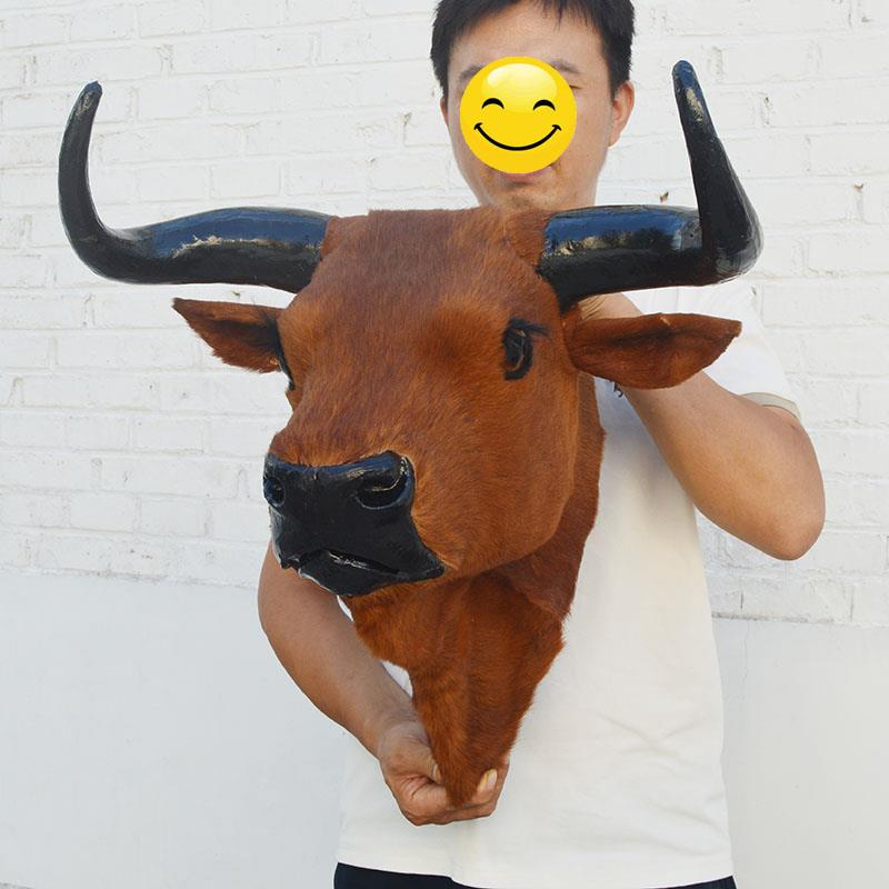 模拟牛头动物模型墙挂墙装饰创意摆件酒吧餐厅入口财富牦牛
