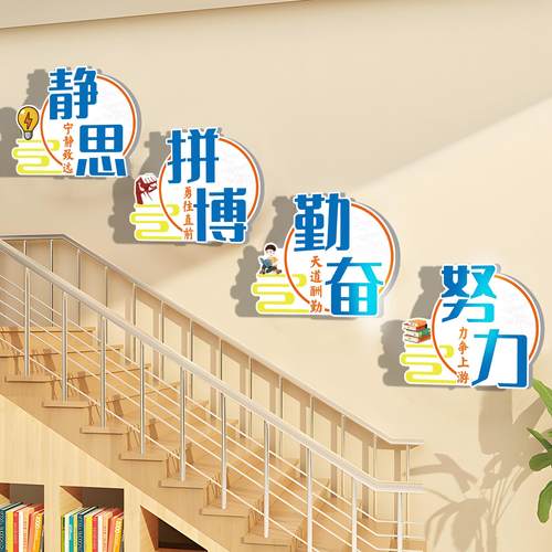 班级布置教室装饰文化墙贴托管培训机构黑板报楼梯励志标语挂画