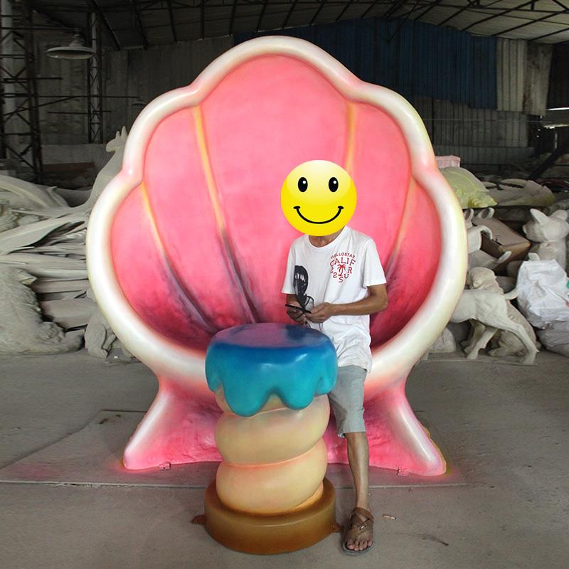 仿真大型贝壳模型雕塑可坐人美人鱼座椅户外海洋公园美陈舞台道具