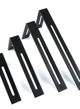 黑色5mm厚长孔90度角铁活动直角角码L型固定支架层板托可调支架