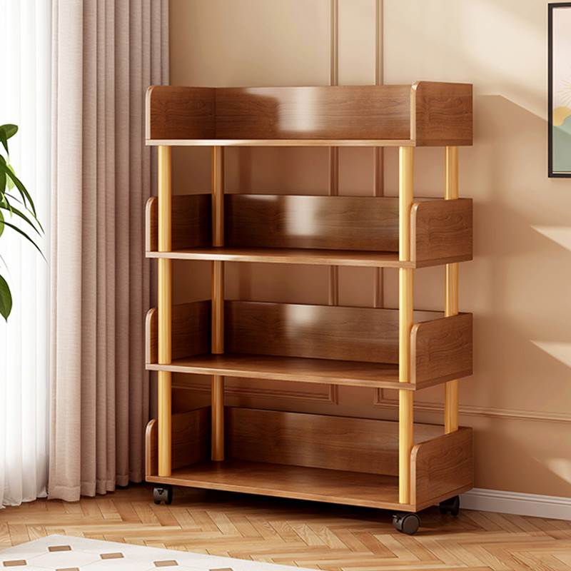 移动小书架带轮落地置物架家用书柜储物柜一体客厅靠墙收纳架柜子