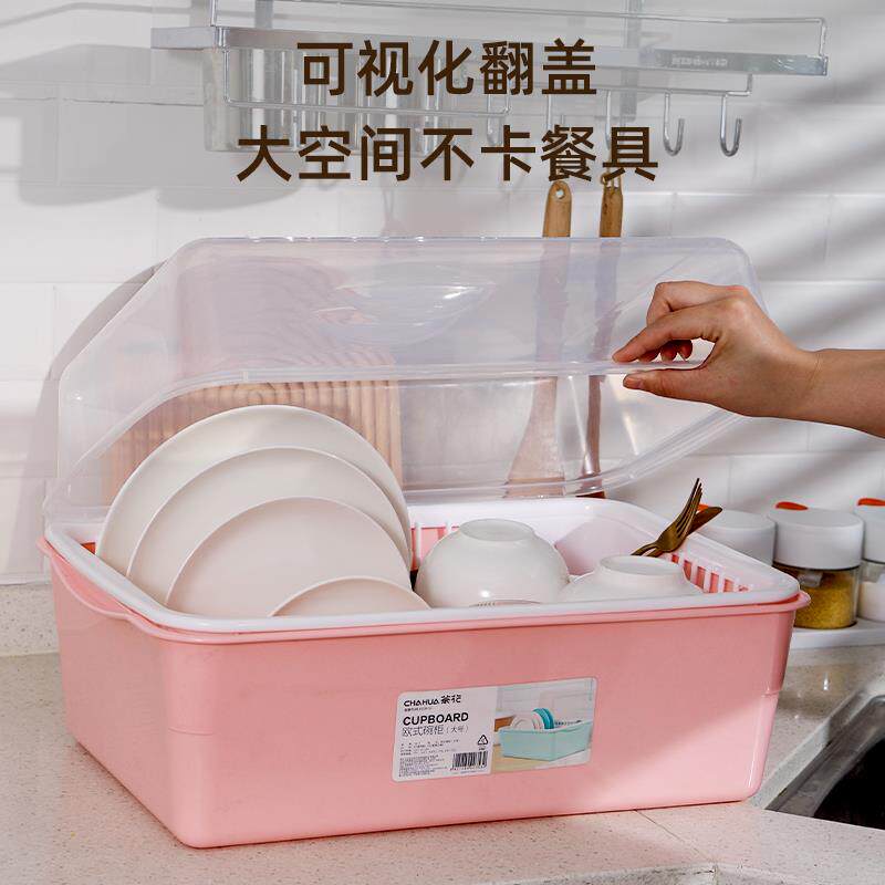 碗筷餐具收纳盒双层沥水碗柜放碗碟子盘子收纳箱家用台面碗架