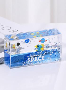 创意ins太空人宇航员流沙液体减压治愈装饰桌面书柜小摆件挂件女