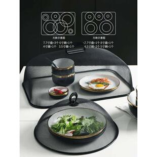 家用不锈钢菜罩304日式台罩方形防尘网菜盖超大饭菜罩菜伞餐桌罩