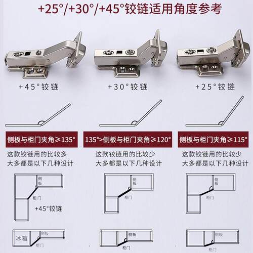 180度165大角度柜门铰链负30度45转角斜角柜90135175度特殊合页