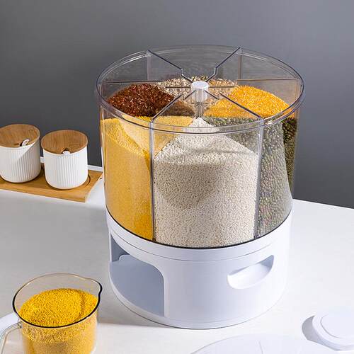 收纳盒米b桶家用五谷杂粮旋转防虫防潮密封装分格箱分类储可分隔2