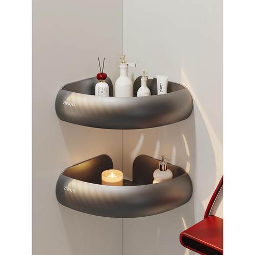 高颜值浴室置物架免打孔卫生间三角篮厕所洗漱台墙上收纳转角架子