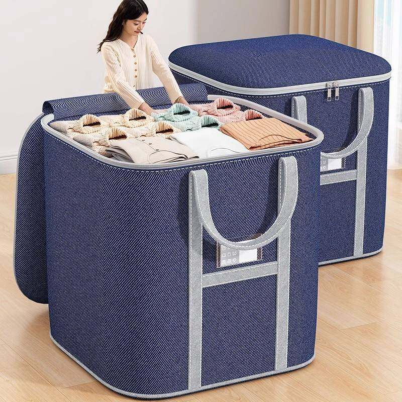 日本进口衣服被子收纳箱超大容量布艺搬家筐家用防水防潮整理袋子