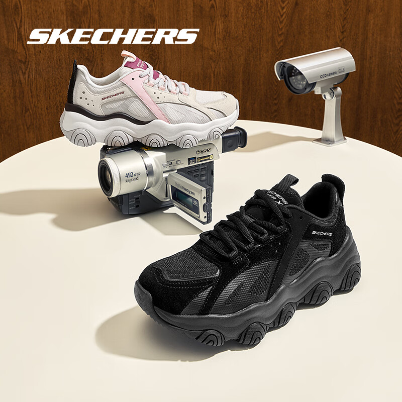 Skechers缓震休闲女子系带熊猫鞋