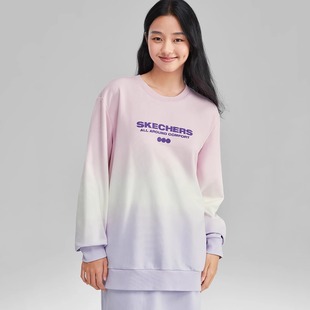 Skechers斯凯奇男女同款 潮流针织套头卫衣L423U054 渐变奶茶时尚