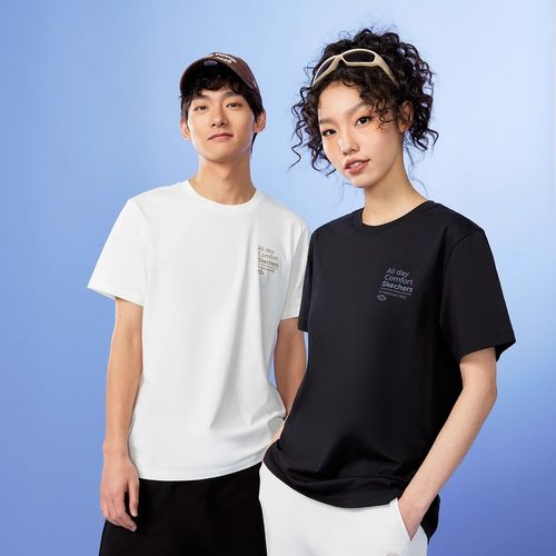 斯凯奇男女情侣同款简约短袖