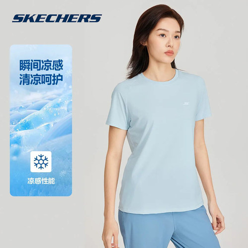 斯凯奇女士针织短袖夏季T恤衫