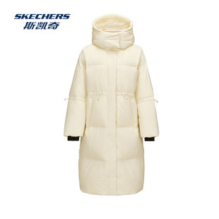 Skechers斯凯奇长款羽绒服女2025新款保暖运动连帽外套P424W062