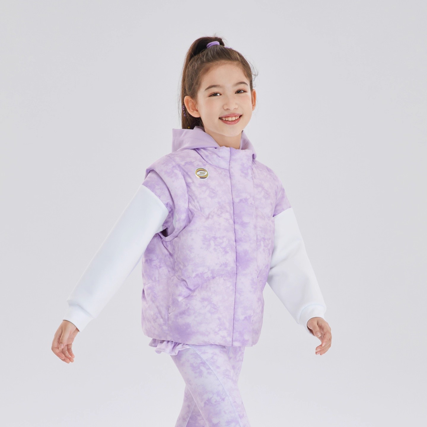 斯凯奇女孩梭织保暖羽绒背心