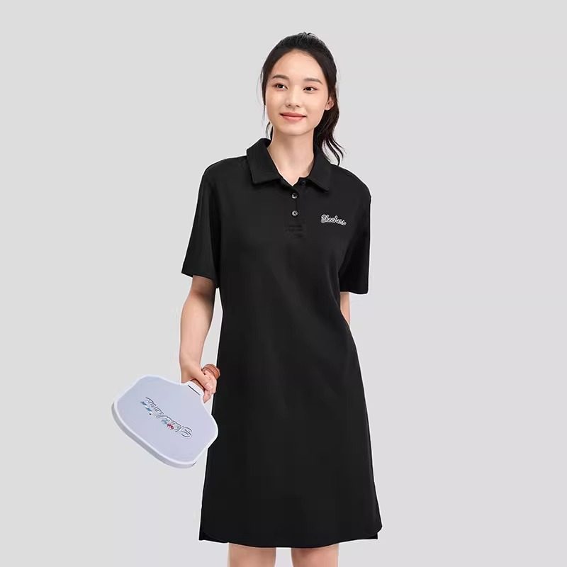 斯凯奇女美式polo领显瘦连衣裙