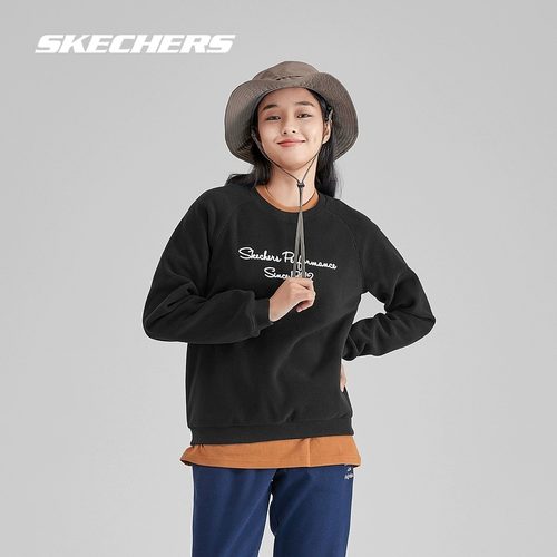 斯凯奇女子保暖加绒圆领套头衫