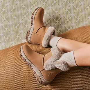 Skechers斯凯奇2025新品复古反毛皮加绒棉鞋女士厚底耐磨雪地靴冬