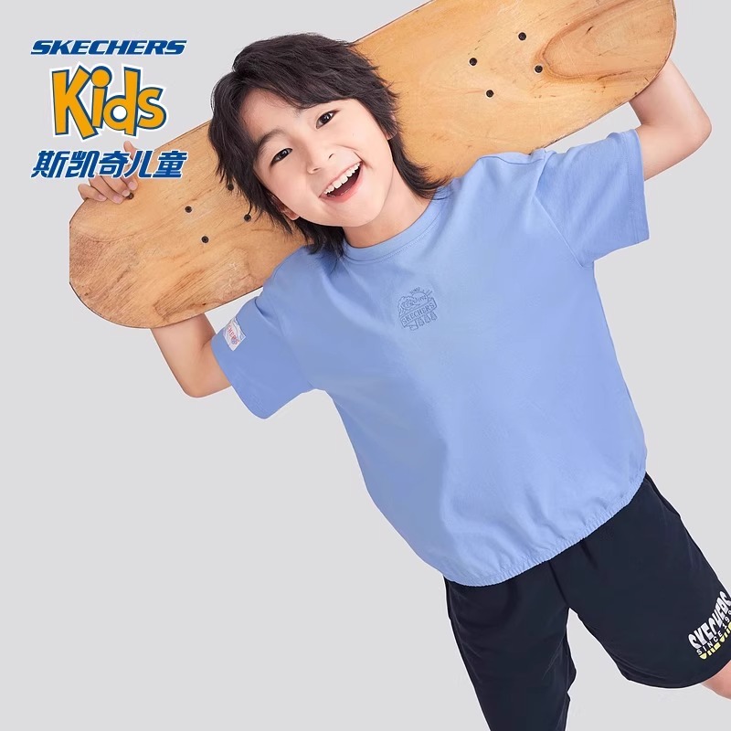 斯凯奇男女童短袖夏新款T恤衫