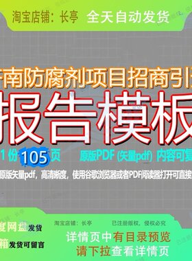济南防腐剂项目招商引资报告模板105页 项目报告模板招商文档济