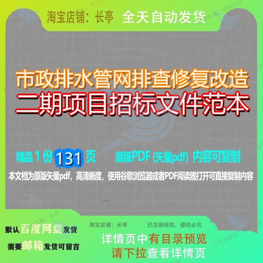市政排水管网排查修复改造二期项目招标文件范本131页 项目文件