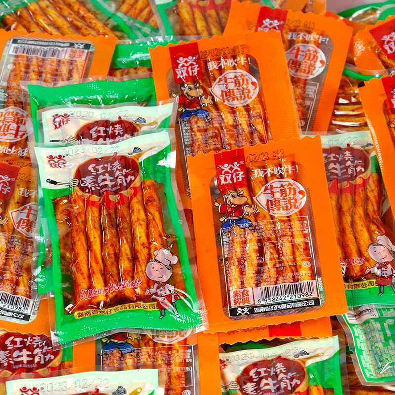 双仔牛筋传说500g红烧素牛筋辣条辣片80后儿时怀旧女生小吃零食