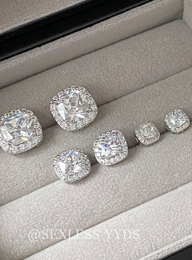 yyds！爆闪方糖锆石耳钉女轻奢高级感耳骨钉耳环2025新款爆款耳饰