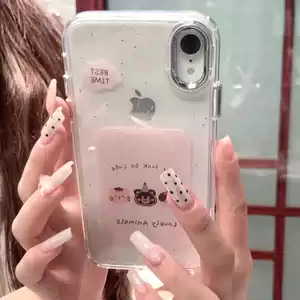 ฉลากหมีการ์ตูน เหมาะสำหรับ Apple 16/14Promax เคสแข็ง 11/12 เคสโทรศัพท์ กันตก 8Plus การ์ตูน XS เรียบง่าย 13 สไตล์ทันสมัย เรียบง่าย 15Promax/14